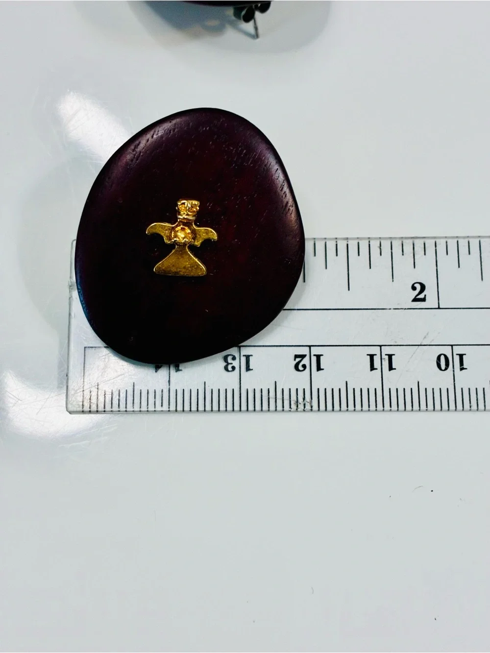Unique Round Dark Cherry Wood Stud Earrings with Gold Accent - Women’s Jewelry